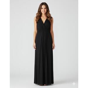 Peruvian Connection Black Sleeveless Pima Cotton Mock Wrap Maxi Dress L